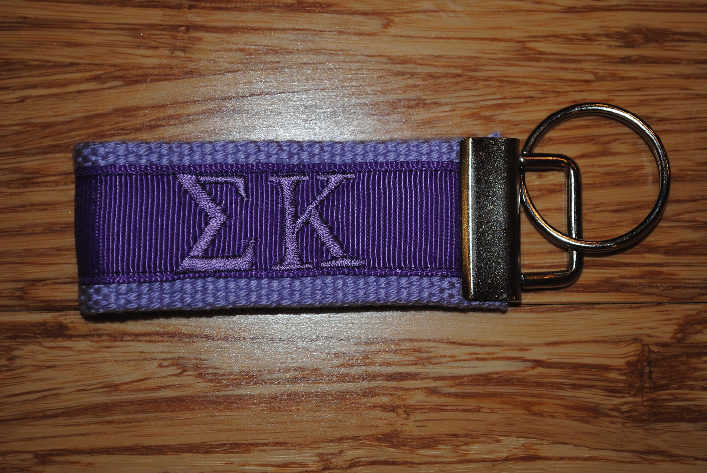 Sigma Kappa Sorority Keychain/SMALL/Solid Ribbon/Keyfob/Monogram/Choose Design/Sorority/Letter/Licensed product/Embroidery 3 1/2" long