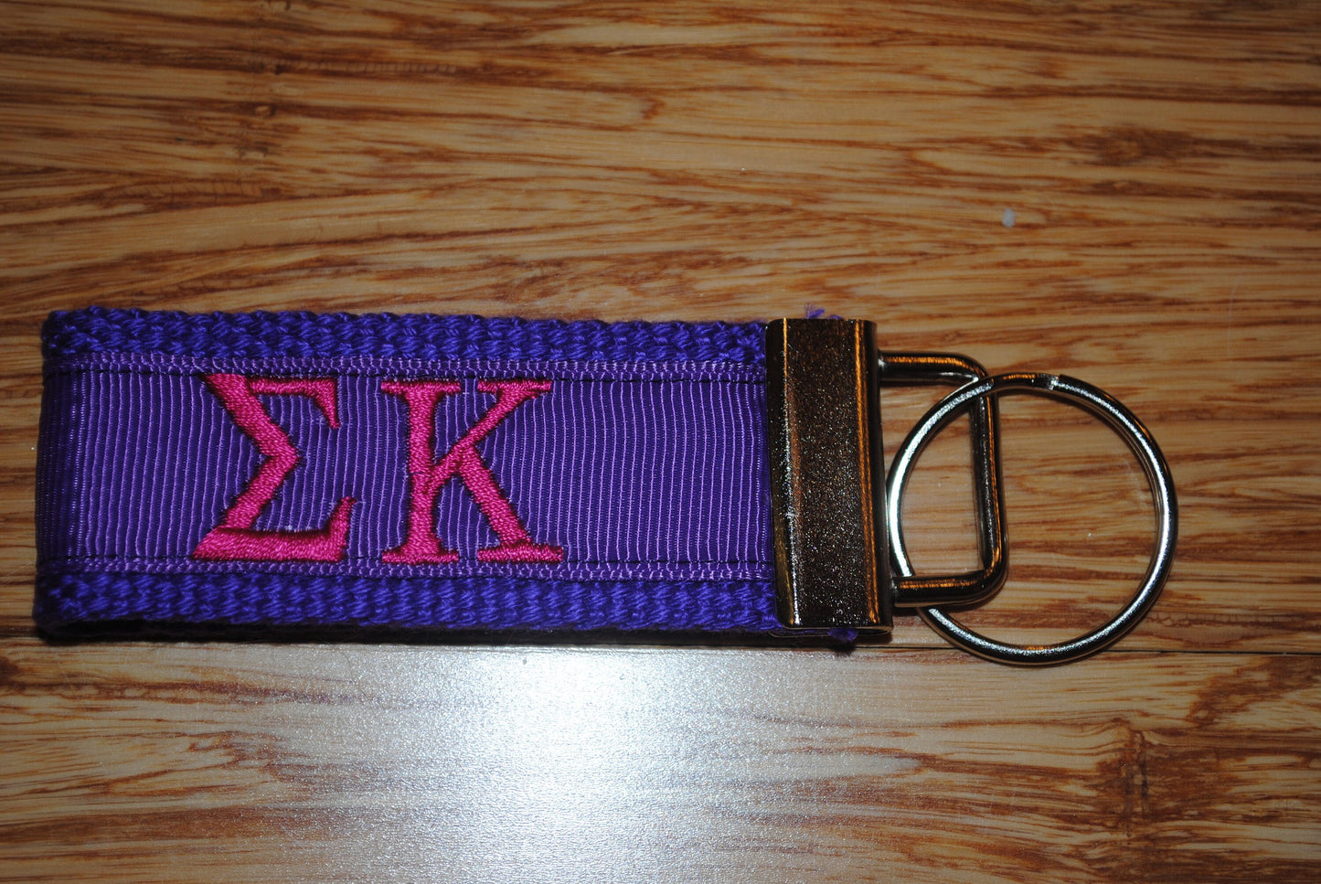 Sigma Kappa Sorority Keychain/SMALL/Solid Ribbon/Keyfob/Monogram/Choose Design/Sorority/Letter/Licensed product/Embroidery 3 1/2" long