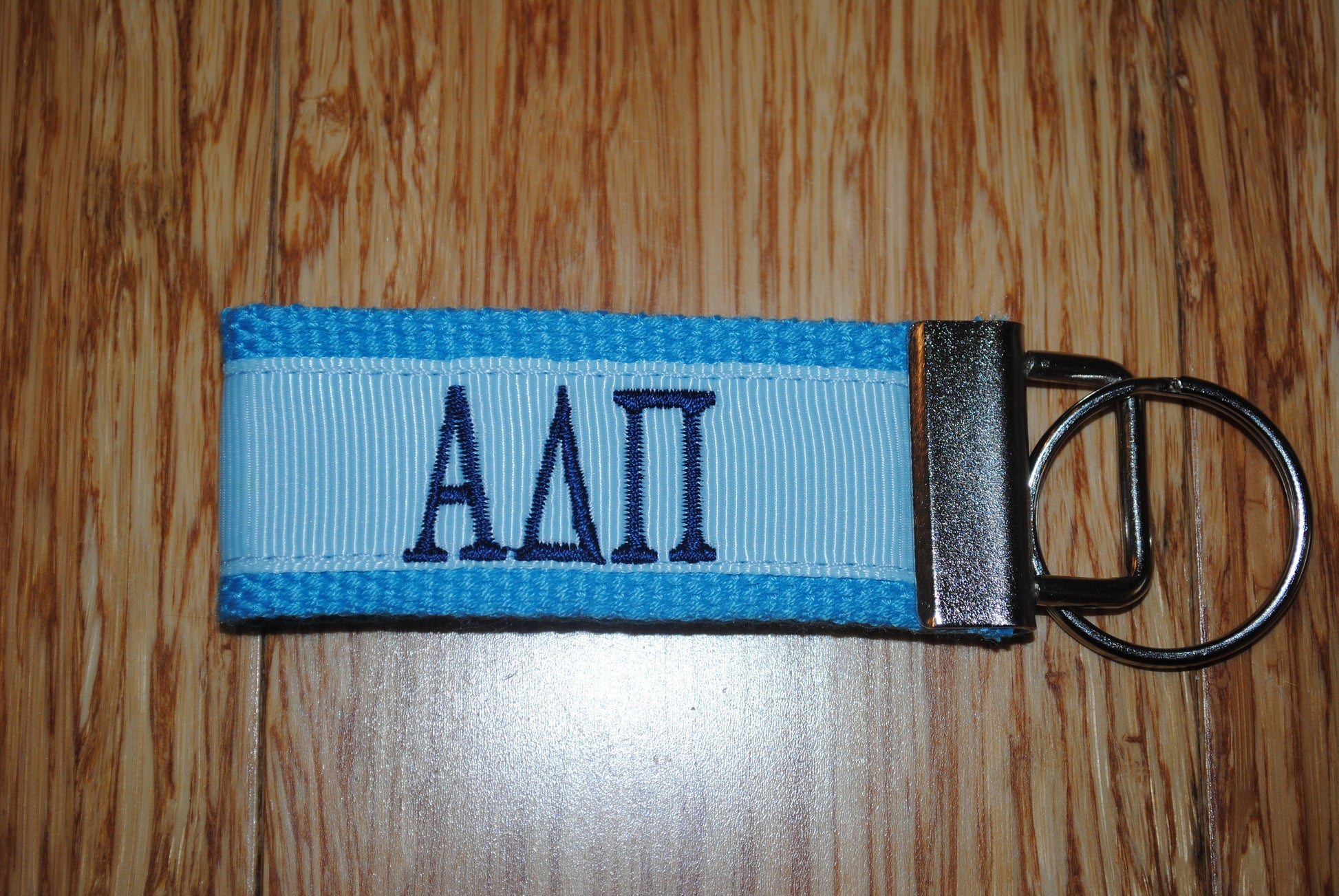 Alpha Delta Pi Sorority Keychain/SMALL/Solid Ribbon/Keyfob/Monogrammed/Choose Design/Sorority/Wristlet/Licensed product/Embroidery 3 1/2"