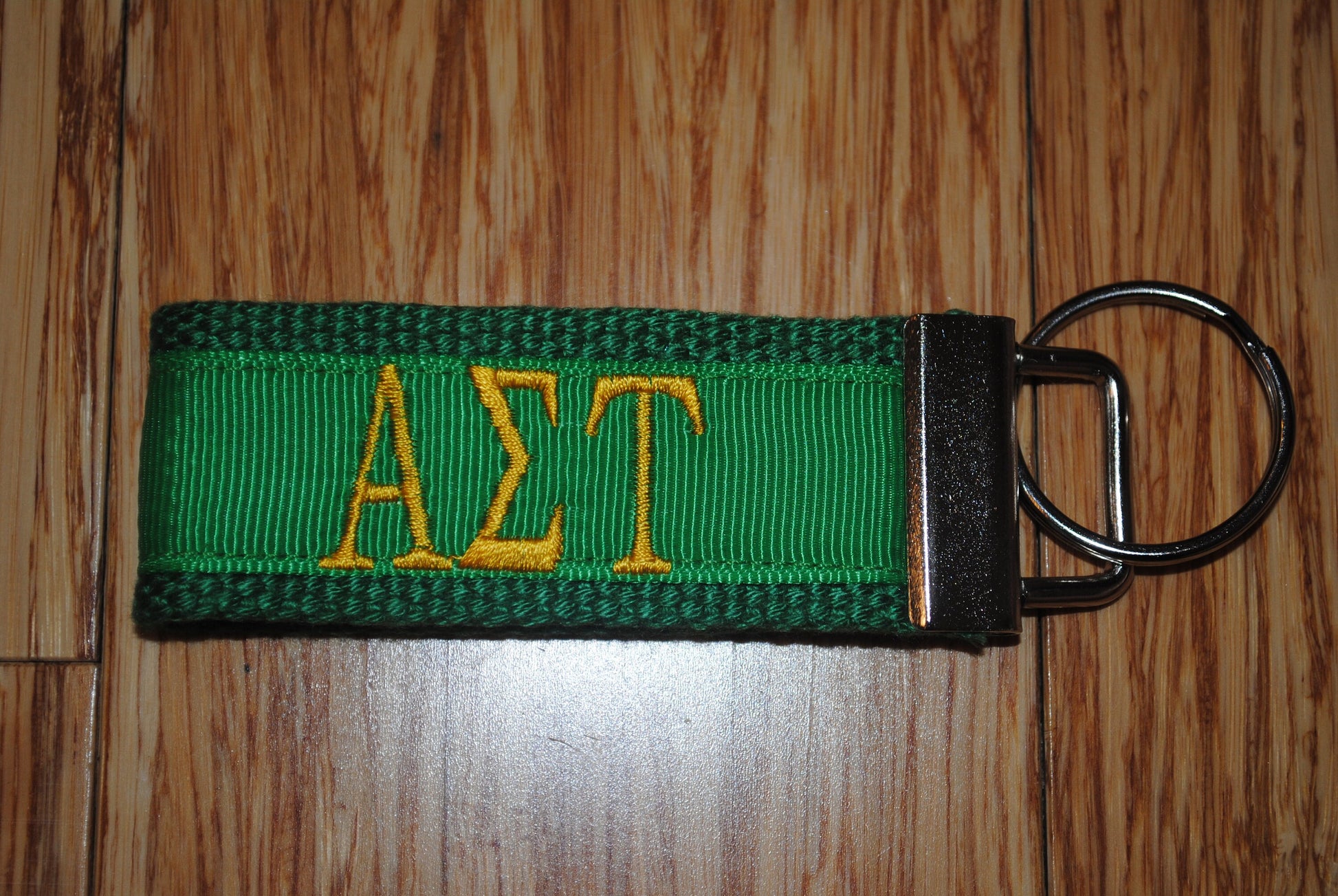 Alpha Sigma Tau Sorority Keychain/SMALL/Solid Ribbon/Keyfob/Monogram/Choose Design/Sorority/Letter/Licensed product/Embroidery 3 1/2" long