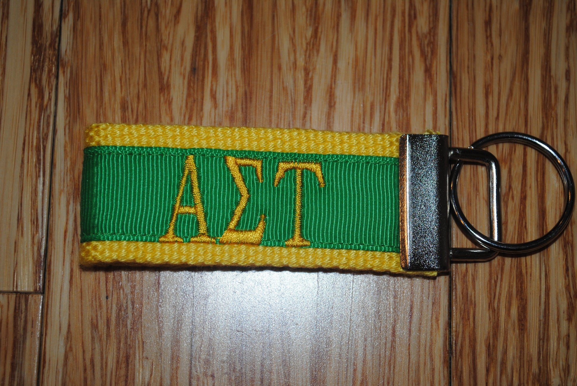 Alpha Sigma Tau Sorority Keychain/SMALL/Solid Ribbon/Keyfob/Monogram/Choose Design/Sorority/Letter/Licensed product/Embroidery 3 1/2" long