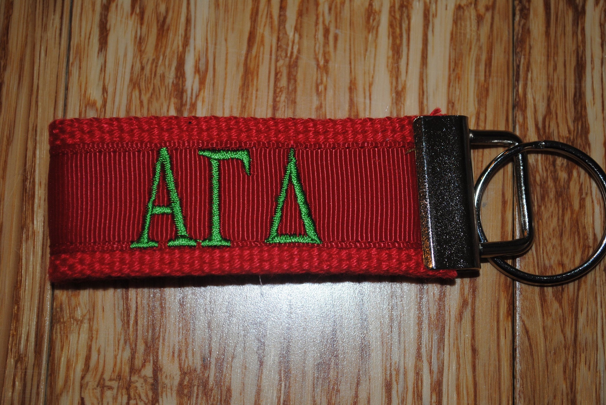 Alpha Gamma Delta Sorority Keychain/SMALL/Solid Ribbon/Keyfob/Monogram/Choose Design/Sorority/Letter/Licensed product/Embroidery 3 1/2" long