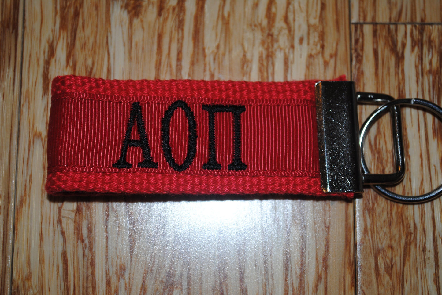 Alpha Omicron Pi Sorority Keychain/SMALL/Solid Ribbon/Keyfob/Monogram/Choose Design/Sorority/Letter/Licensed product/Embroidery 3 1/2" long