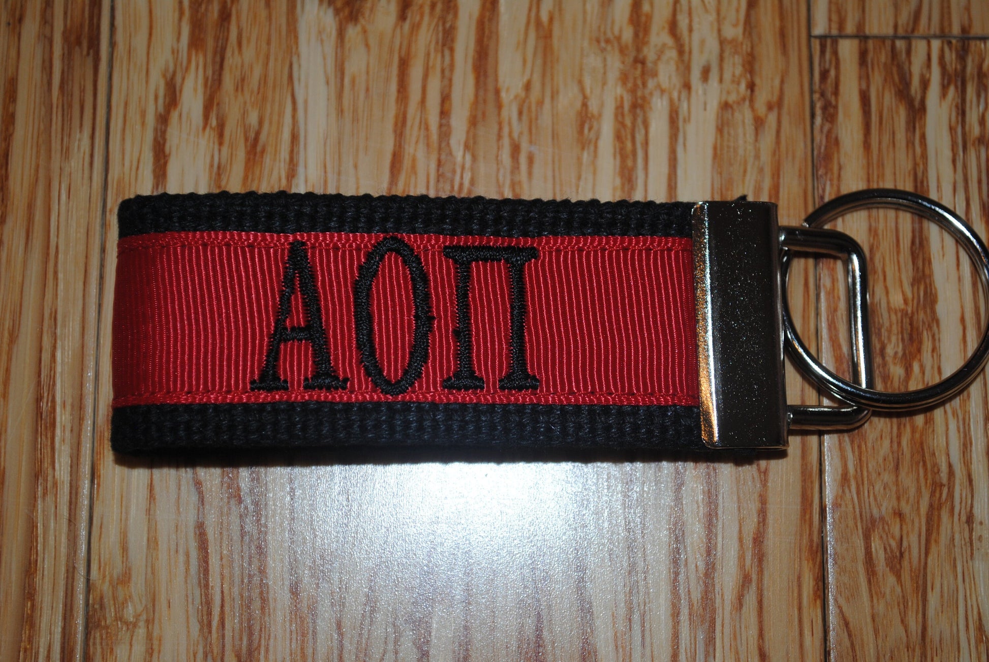 Alpha Omicron Pi Sorority Keychain/SMALL/Solid Ribbon/Keyfob/Monogram/Choose Design/Sorority/Letter/Licensed product/Embroidery 3 1/2" long