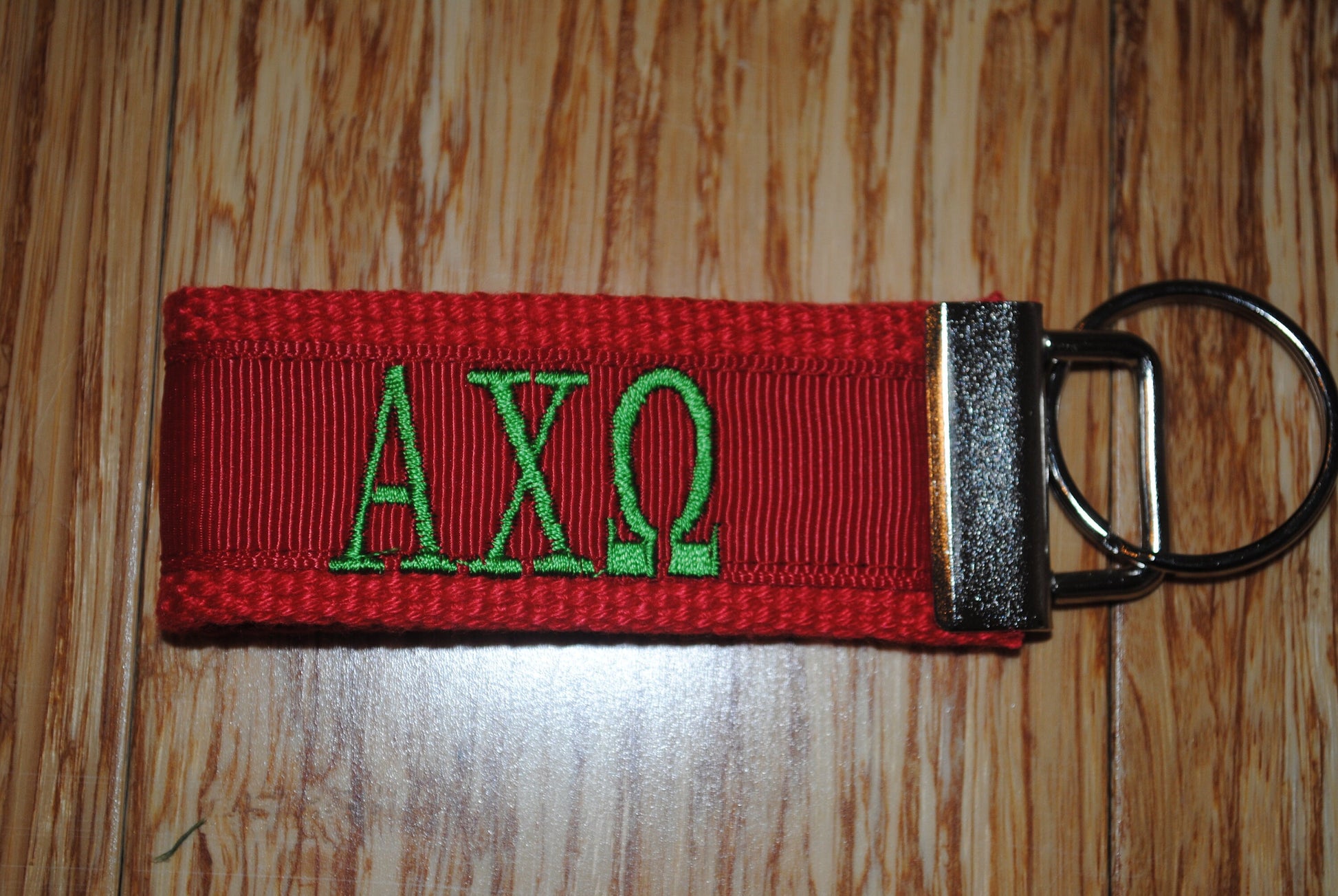 Alpha Chi Omega Sorority Keychain/SMALL/Solid Ribbon/Keyfob/Monogram/Choose Design/Sorority/Letter/Licensed product/Embroidery 3 1/2" long