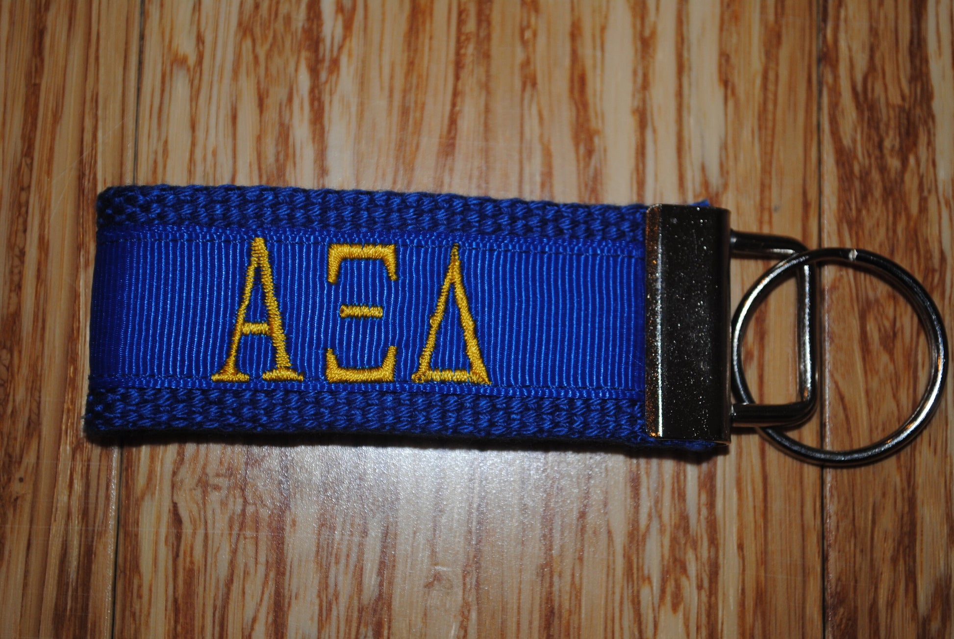 Alpha Xi Delta Sorority Keychain/SMALL/Solid Ribbon/Keyfob/Monogram/Choose Design/Sorority/Letter/Licensed product/Embroidery 3 1/2" long