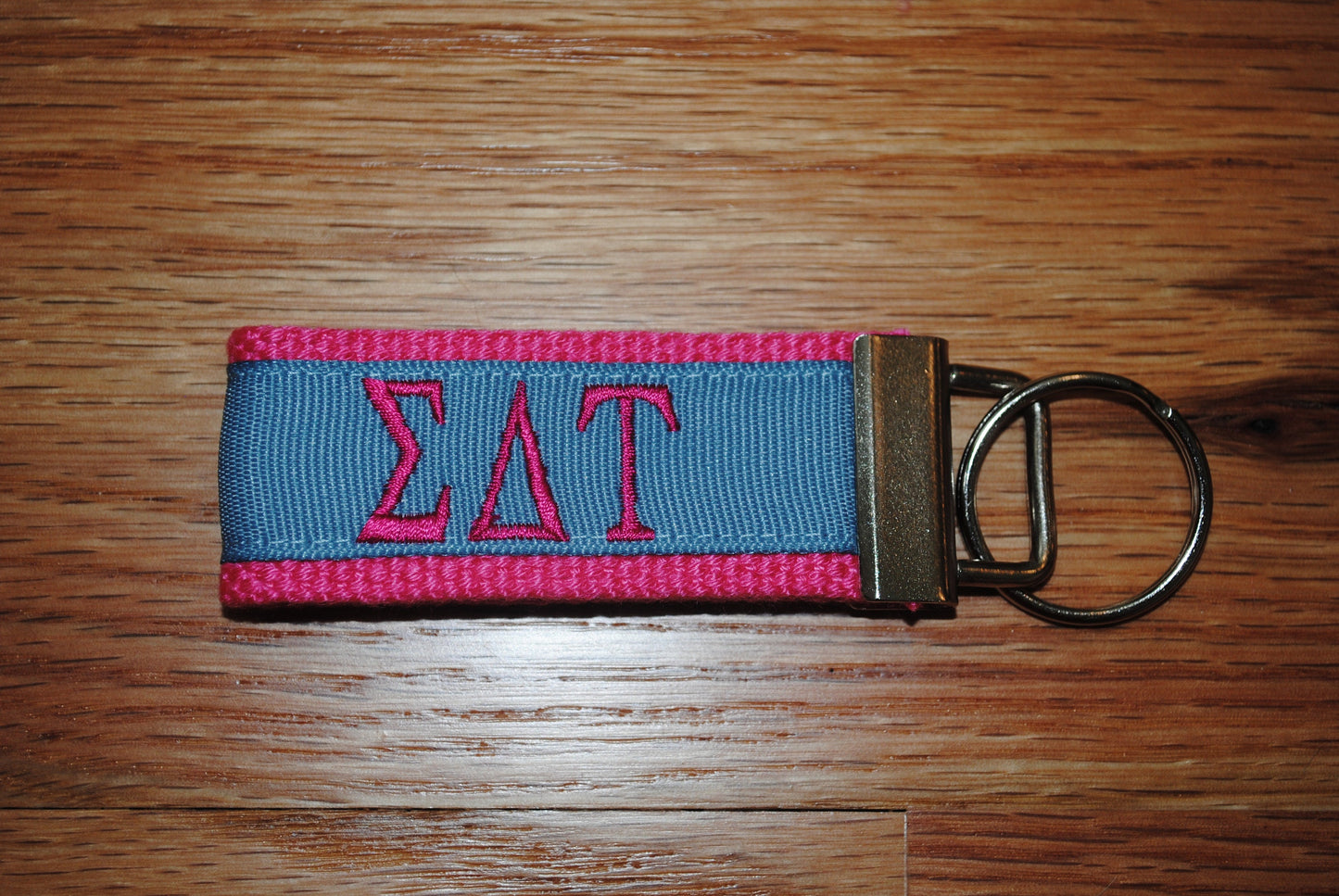 Sigma Delta Tau Sorority Keychain/SMALL/Solid Ribbon/Keyfob/Monogram/Choose Design/Sorority/Letter/Licensed product/Embroidery 3 1/2" long