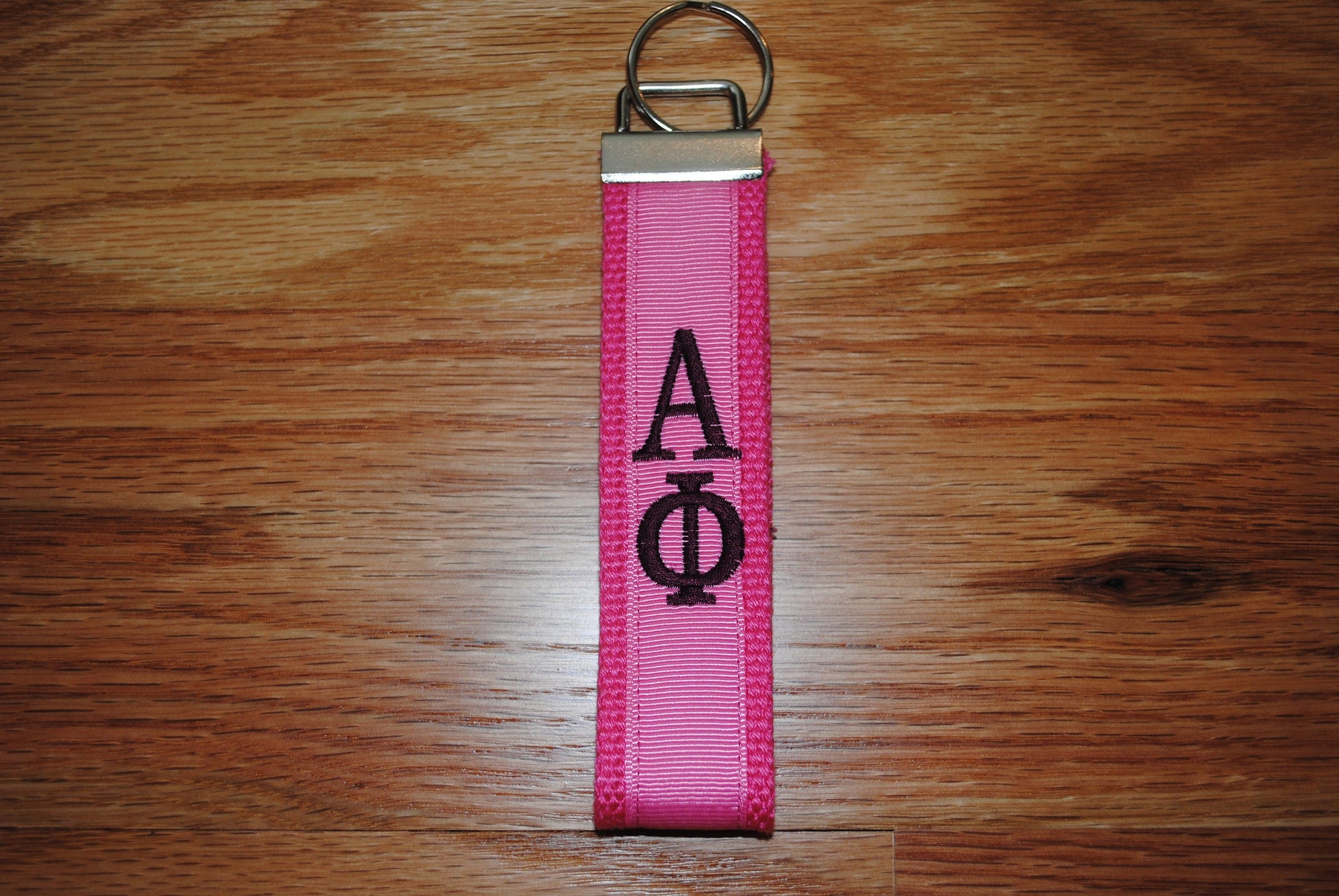 Alpha Phi Sorority Keychain - Monogrammed/Embroidery Key Fob Keychain Wristlet(OFFICIAL LICENSED PRODUCT)