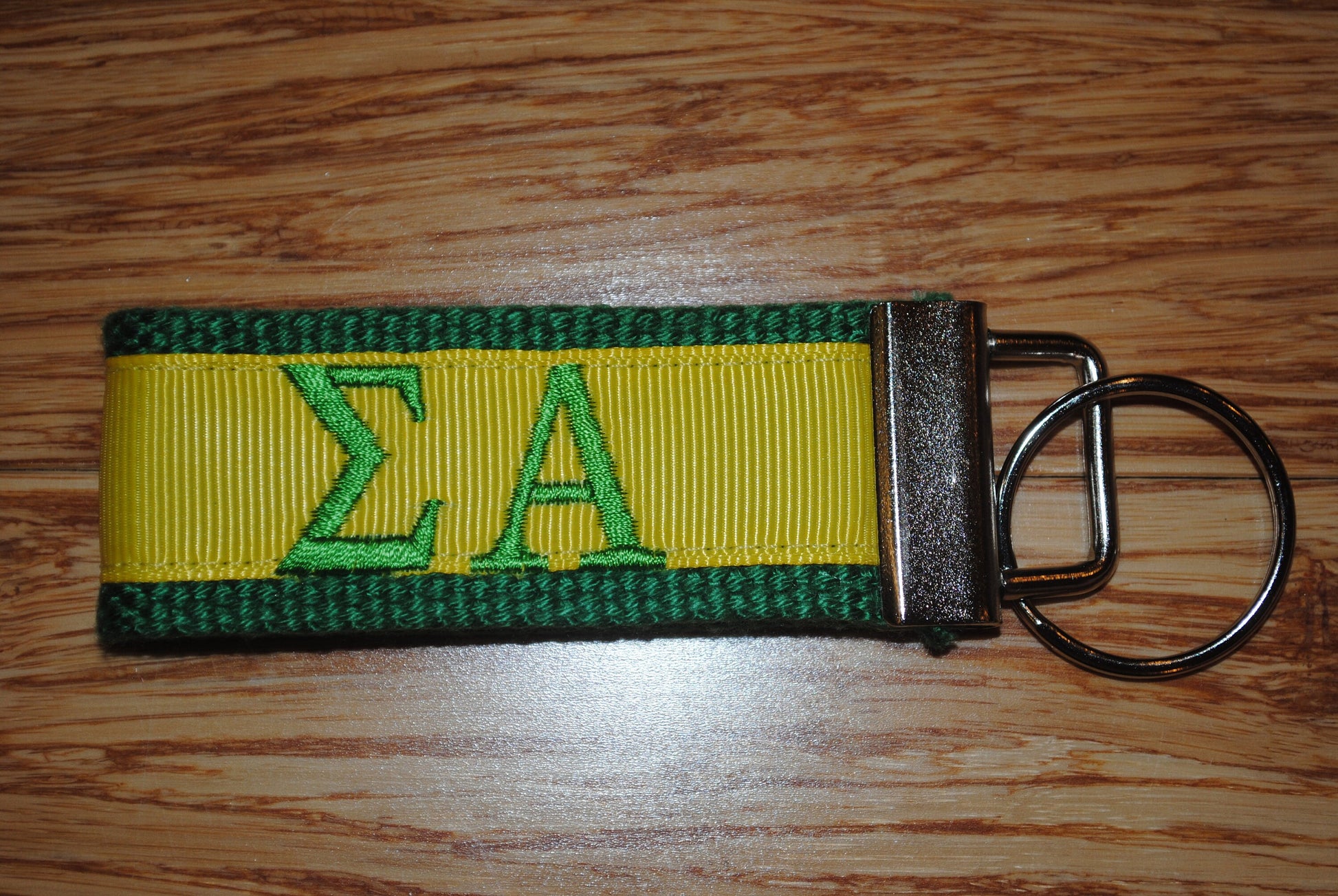 Sigma Alpha Sorority Keychain/SMALL/Solid Ribbon/Keyfob/Monogram/Choose Design/Sorority/Letter/Licensed product/Embroidery 3 1/2" long