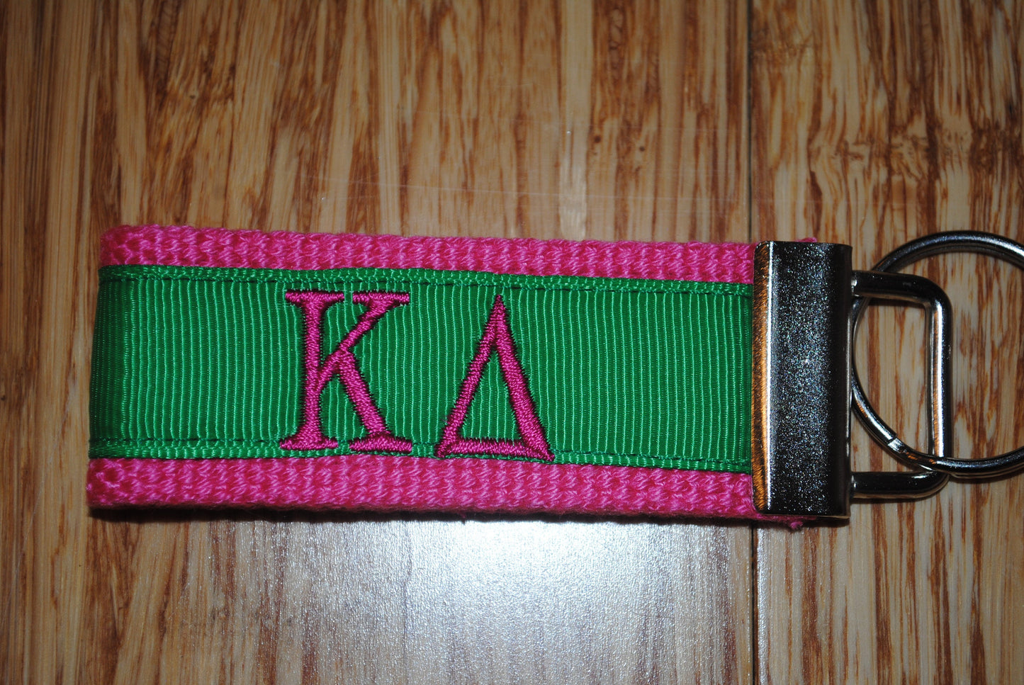 Kappa Delta Sorority Keychain/SMALL/Solid Ribbon/Keyfob/Monogram/Choose Design/Sorority/Letter/Licensed product/Embroidery 3 1/2" long