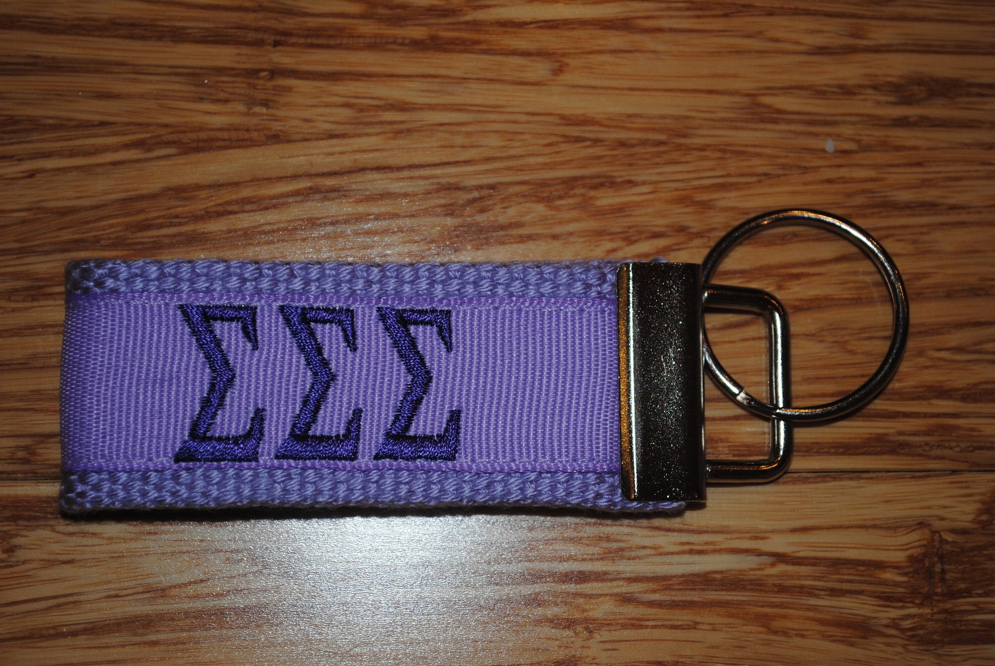 Sigma Sigma Sigma Sorority Keychain/SMALL/Solid Ribbon/Keyfob/Monogram/Choose Design/Sorority/Letter/Licensed product/Embroidery 3 1/2" long