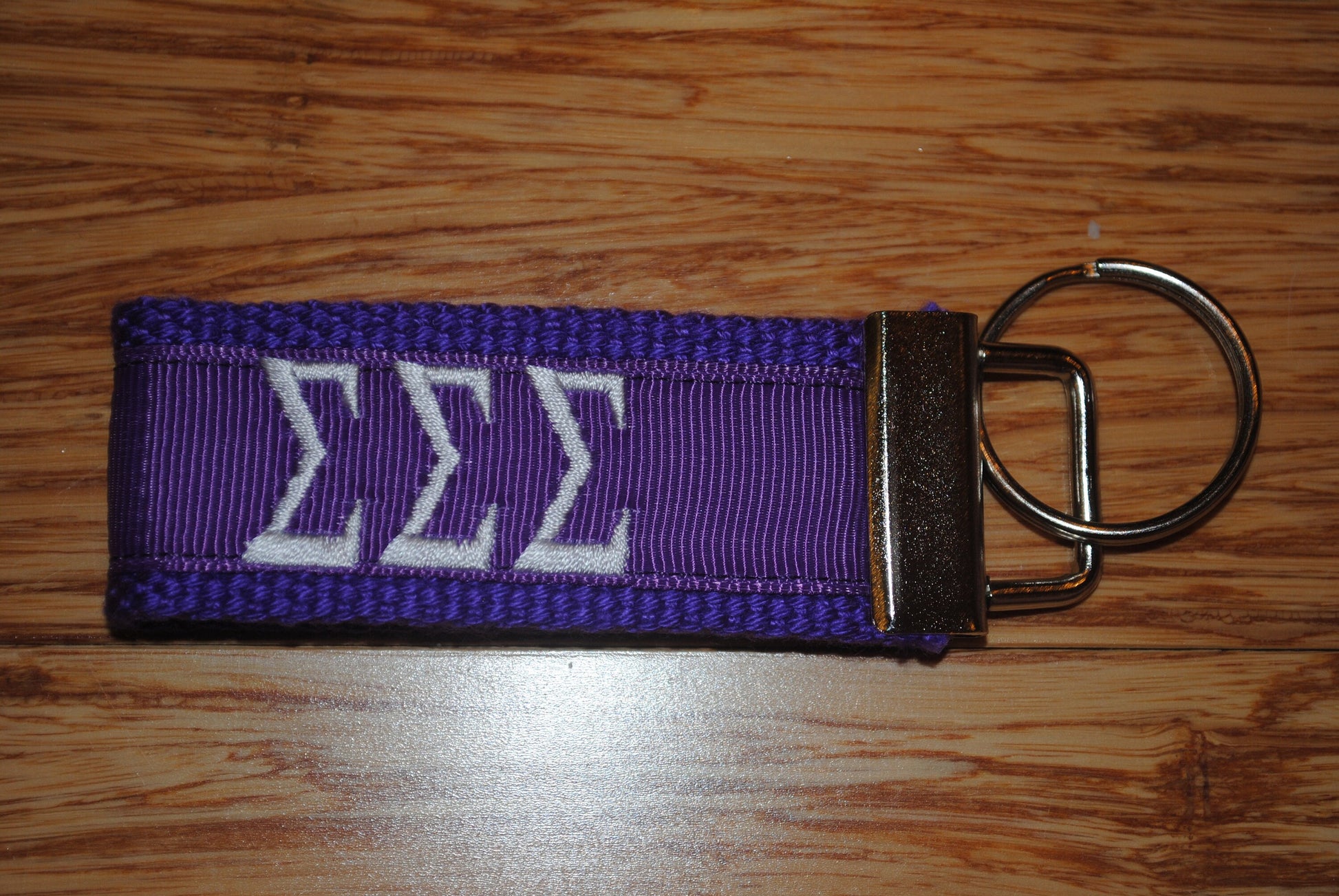 Sigma Sigma Sigma Sorority Keychain/SMALL/Solid Ribbon/Keyfob/Monogram/Choose Design/Sorority/Letter/Licensed product/Embroidery 3 1/2" long