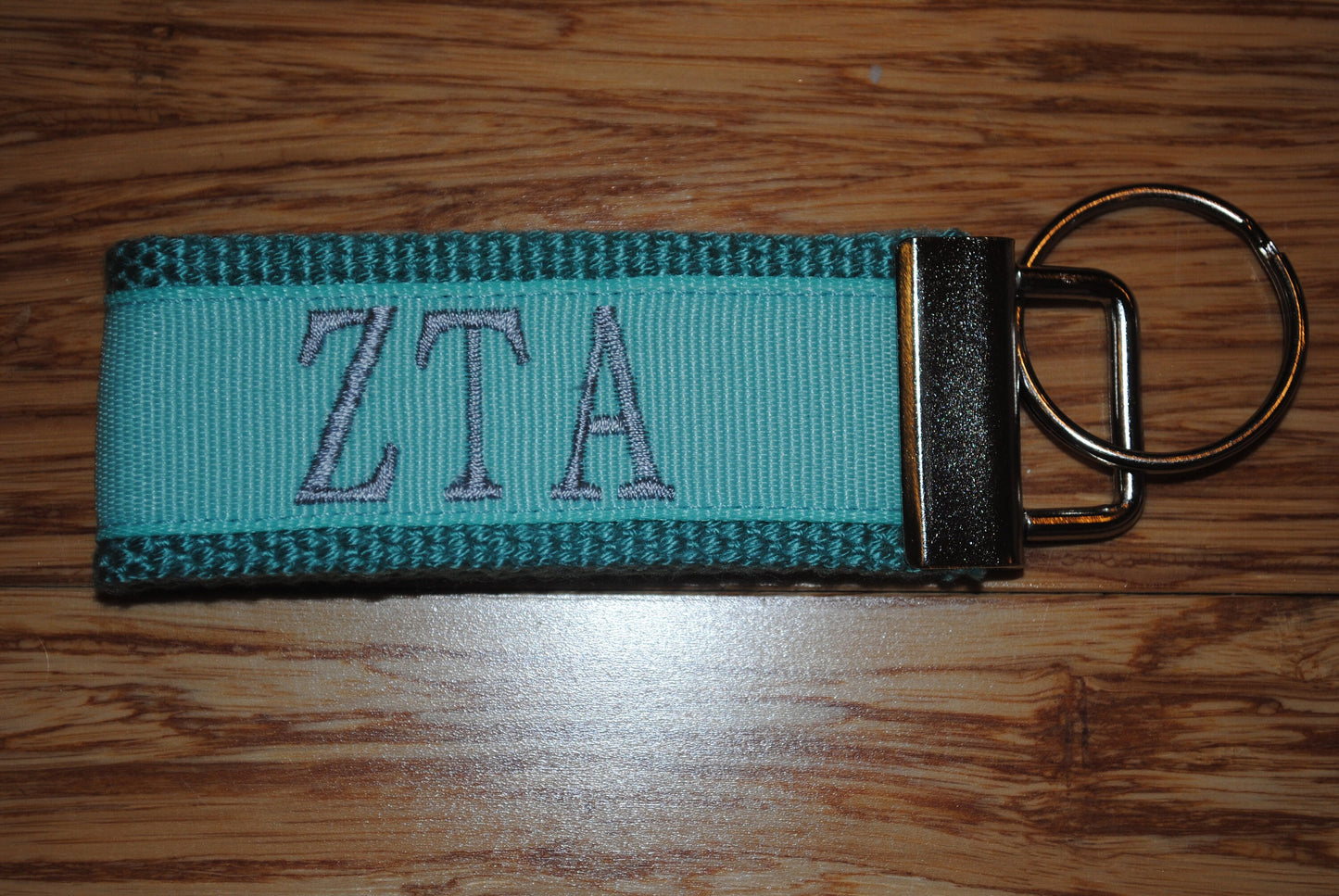 Zeta Tau Alpha Sorority Keychain/SMALL/Solid Ribbon/Keyfob/Monogram/Choose Design/Sorority/Letter/Licensed product/Embroidery 3 1/2" long