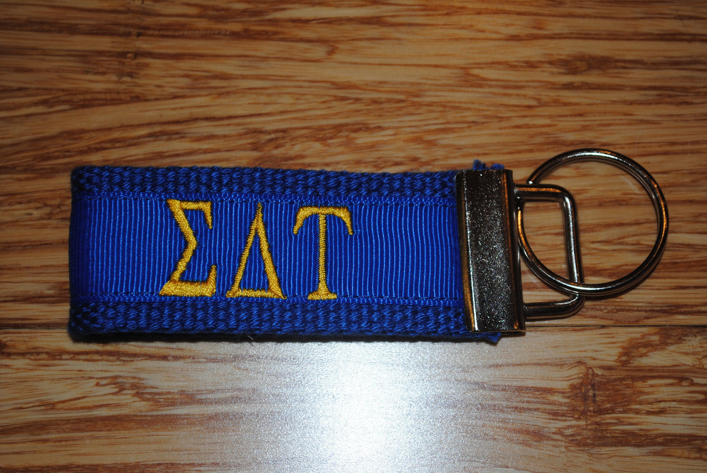 Sigma Delta Tau Sorority Keychain/SMALL/Solid Ribbon/Keyfob/Monogram/Choose Design/Sorority/Letter/Licensed product/Embroidery 3 1/2" long