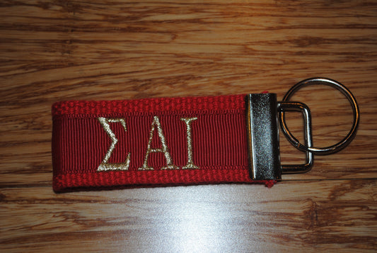 Sigma Alpha Iota Sorority Keychain/SMALL/Solid Ribbon/Keyfob/Monogram/Choose Design/Sorority/Letter/Licensed product/Embroidery 3 1/2" long