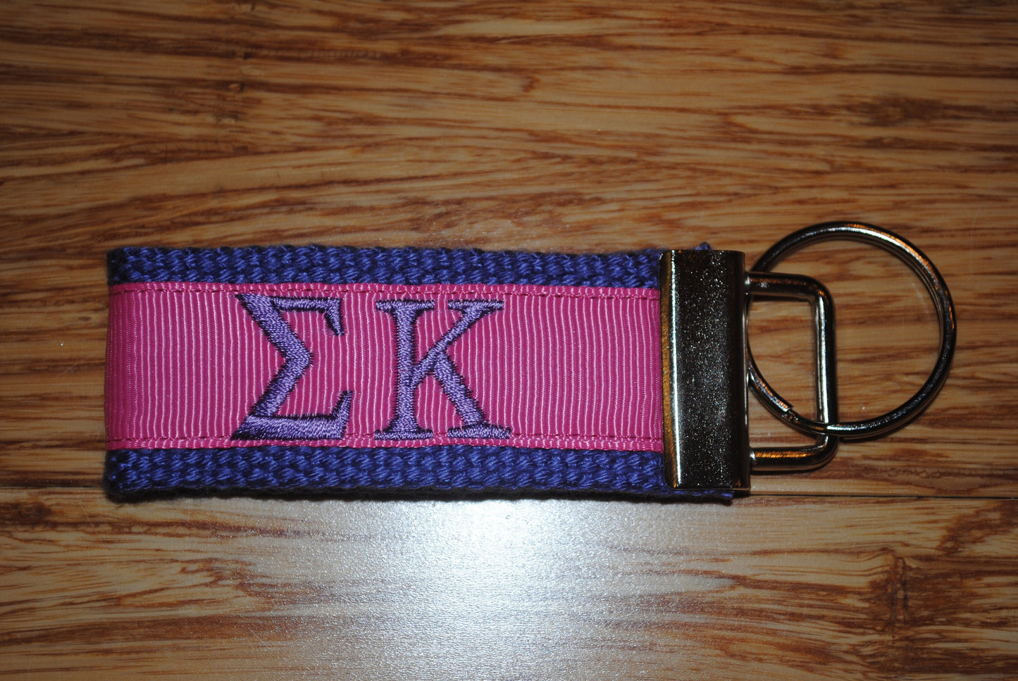 Sigma Kappa Sorority Keychain/SMALL/Solid Ribbon/Keyfob/Monogram/Choose Design/Sorority/Letter/Licensed product/Embroidery 3 1/2" long