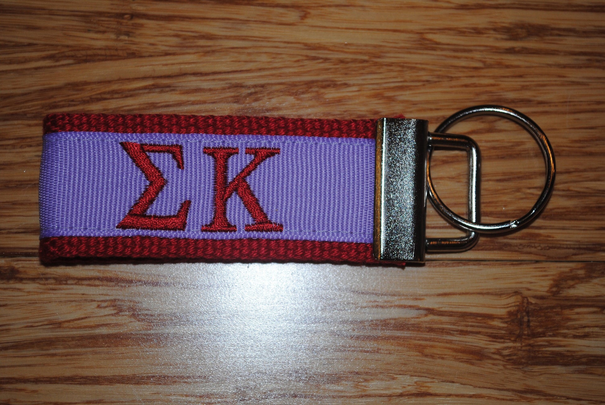 Sigma Kappa Sorority Keychain/SMALL/Solid Ribbon/Keyfob/Monogram/Choose Design/Sorority/Letter/Licensed product/Embroidery 3 1/2" long