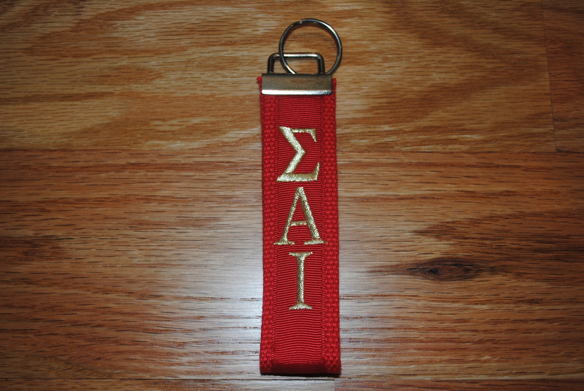 Sigma Alpha Iota Sorority Keychain - Red Webbing, Choose Ribbon and Monogram Key Fob Keychain Wristlet(OFFICIAL LICENSED PRODUCT)