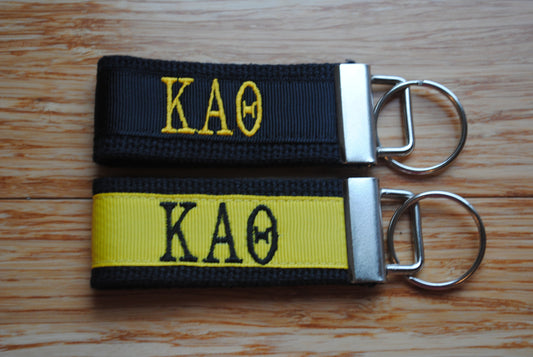 Kappa Alpha Theta Sorority Keychain/SMALL/Solid Ribbon/Keyfob/Monogram/Choose Design/Sorority/Letter/Licensed product/Embroidery 3 1/2" long