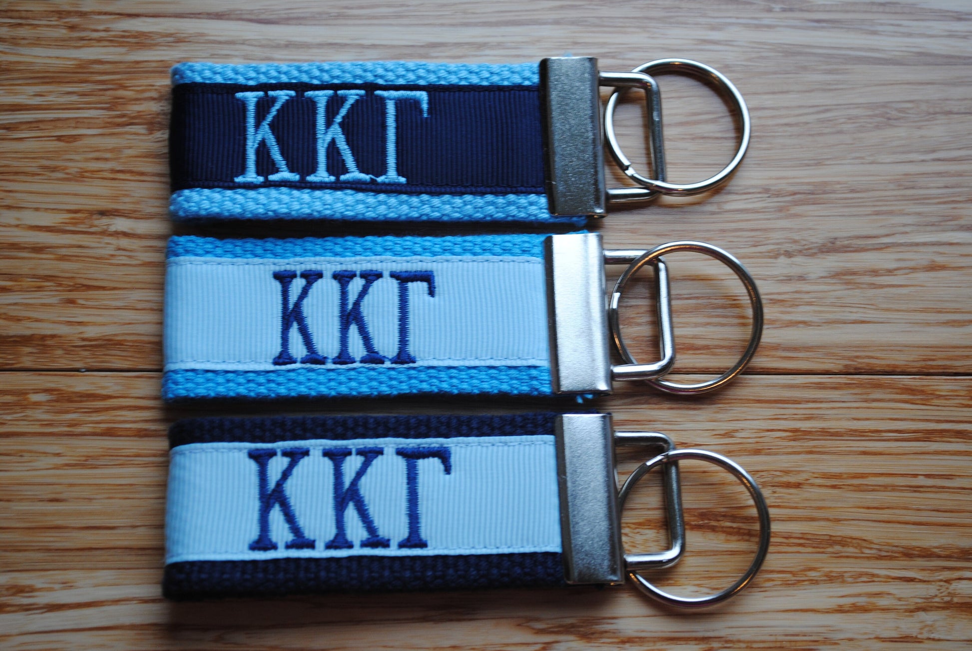 Kappa Kappa Gamma Sorority Keychain/SMALL/Solid Ribbon/Keyfob/Monogram/Choose Design/Sorority/Letter/Licensed product/Embroidery 3 1/2" long