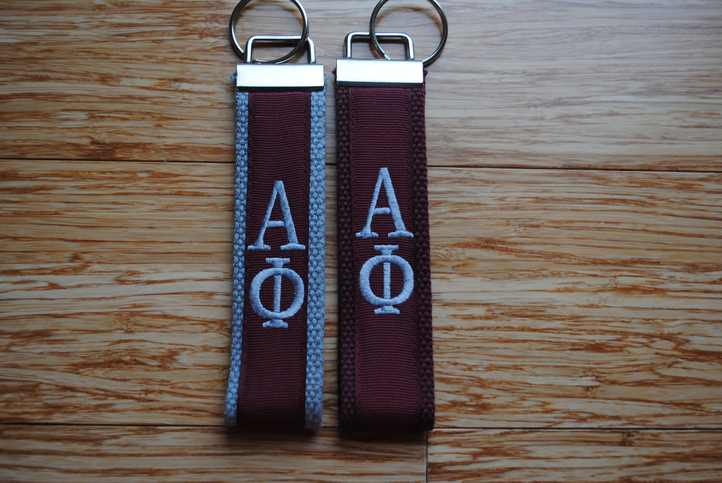 Alpha Phi Sorority Keychain - Monogrammed/Embroidery Key Fob Keychain Wristlet(OFFICIAL LICENSED PRODUCT)