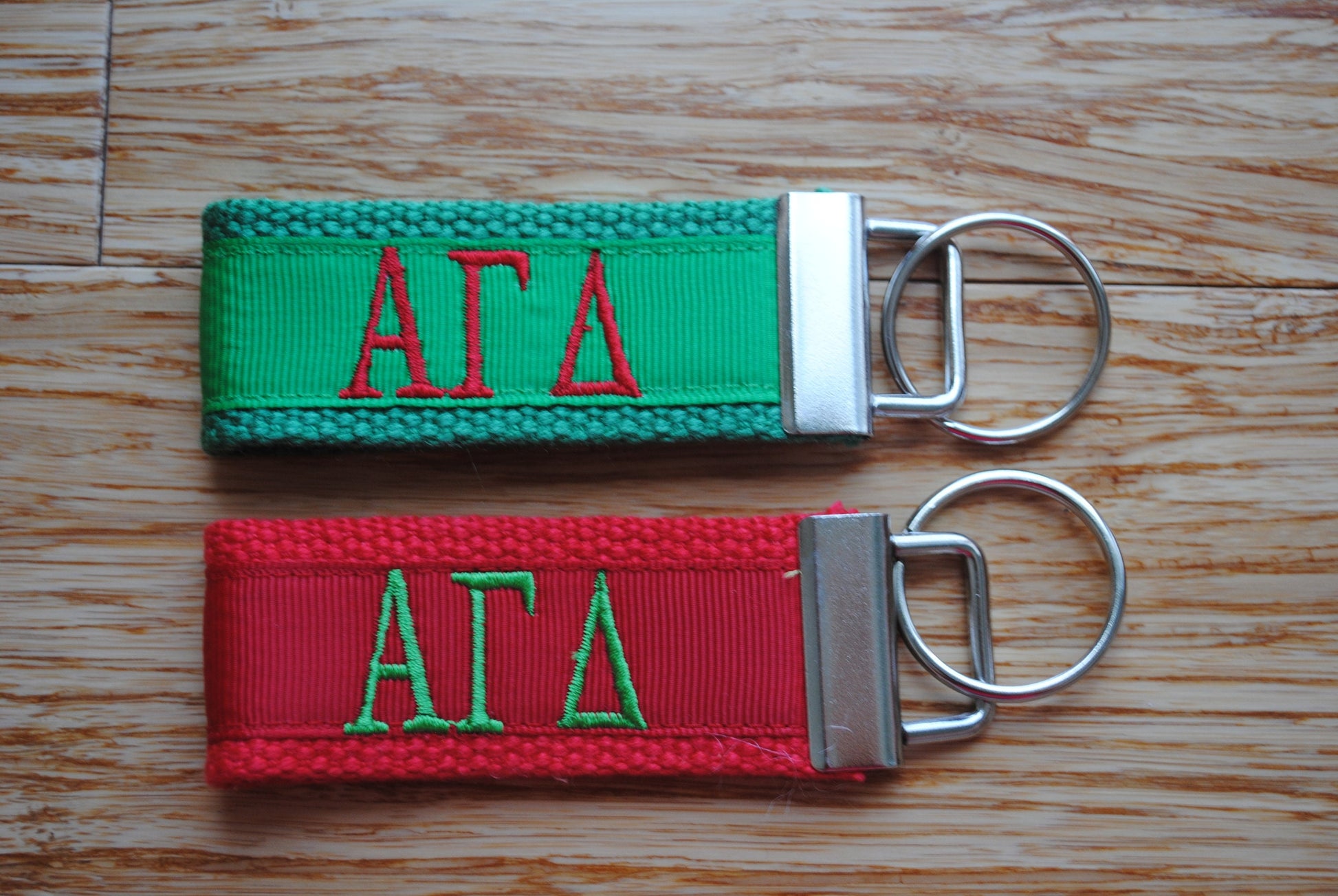 Alpha Gamma Delta Sorority Keychain/SMALL/Solid Ribbon/Keyfob/Monogram/Choose Design/Sorority/Letter/Licensed product/Embroidery 3 1/2" long