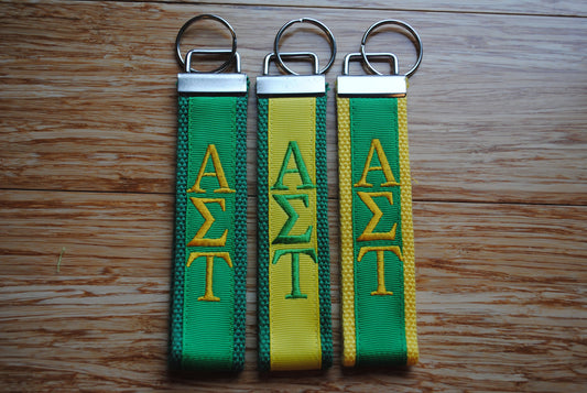 Alpha Sigma Tau Keychain - Monogrammed-Choose Design,Sorority, Letter, Personalized Key Fob Wristlet Licensed product.Key Fob, Embroidery