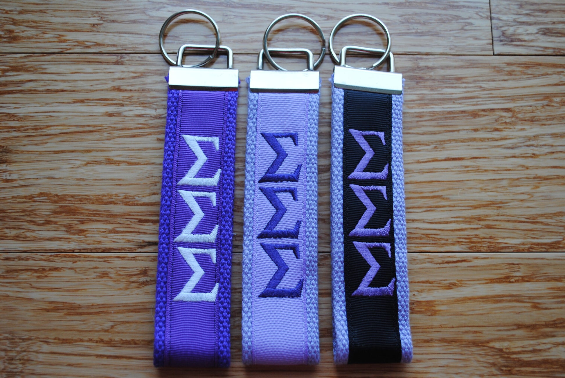 Sigma Sigma Sigma Sorority Keychain - Monogrammed-Choose Design,Sorority, Letter, Personalized Key Fob/Wristlet/Licensed product, Embroidery