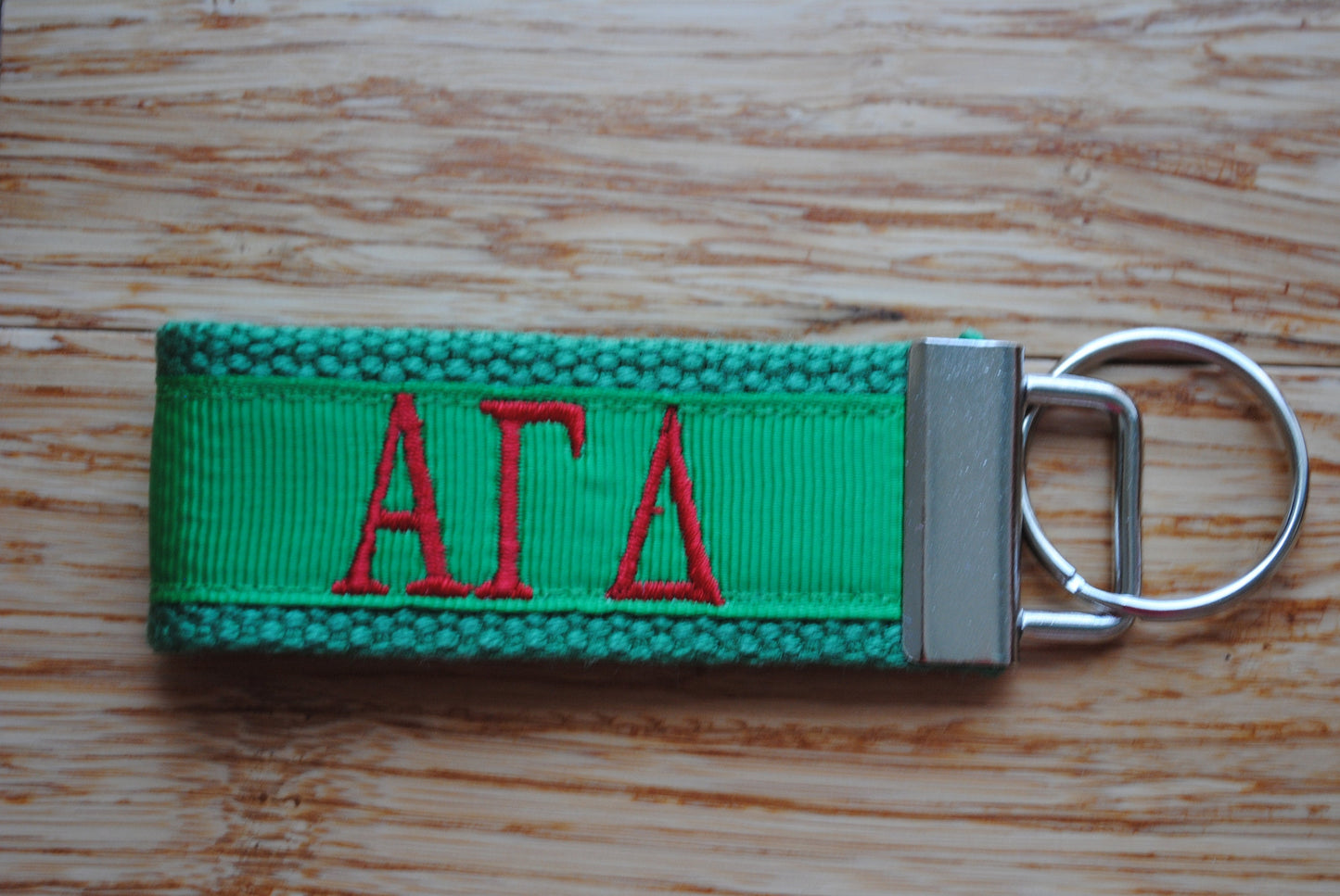 Alpha Gamma Delta Sorority Keychain/SMALL/Solid Ribbon/Keyfob/Monogram/Choose Design/Sorority/Letter/Licensed product/Embroidery 3 1/2" long