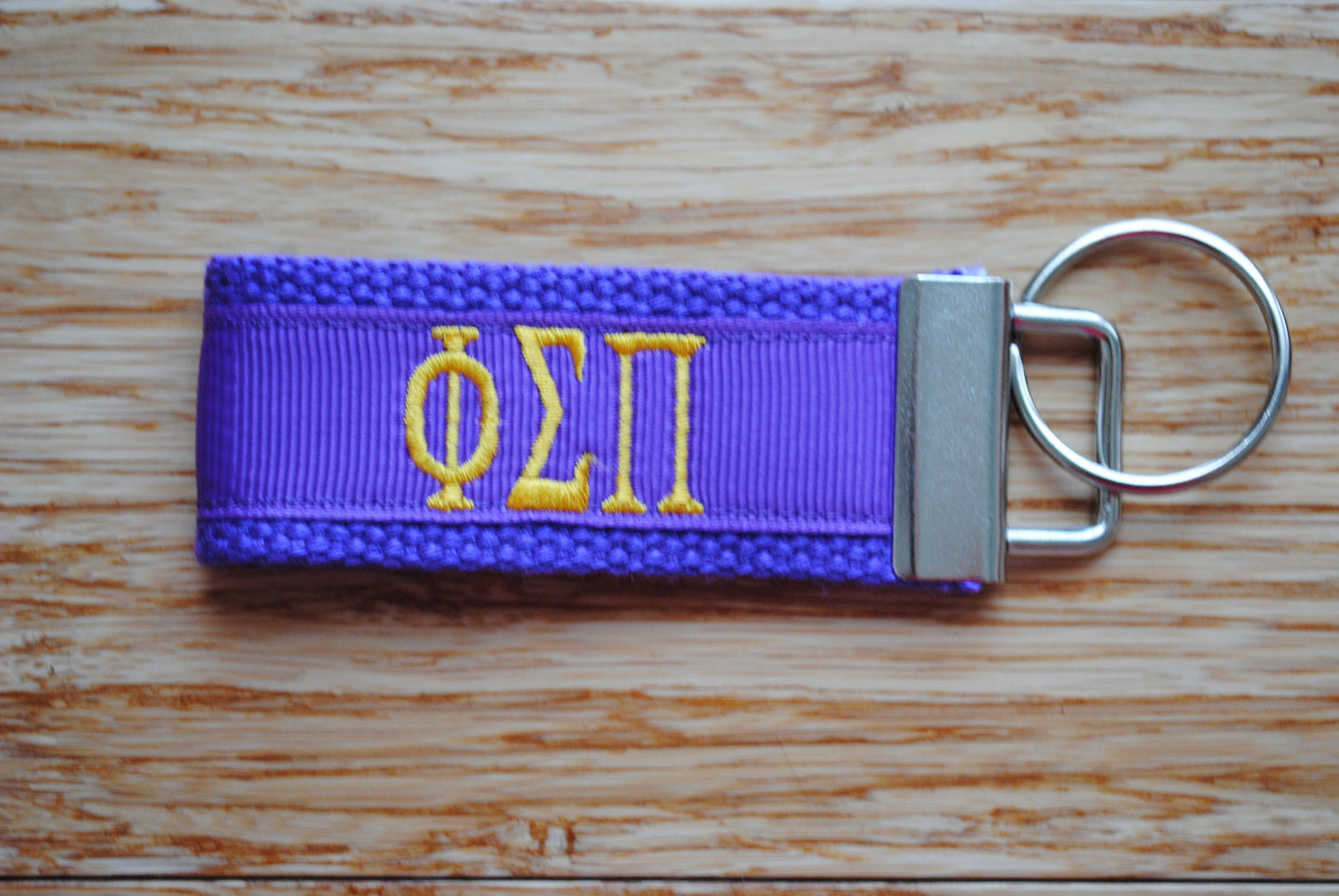 Phi Sigma Pi Sorority Keychain/SMALL/Solid Ribbon/ Keyfob/Monogrammed/Choose Design/Sorority/Letter/Licensed product/Embroidery, 3 1/2" long