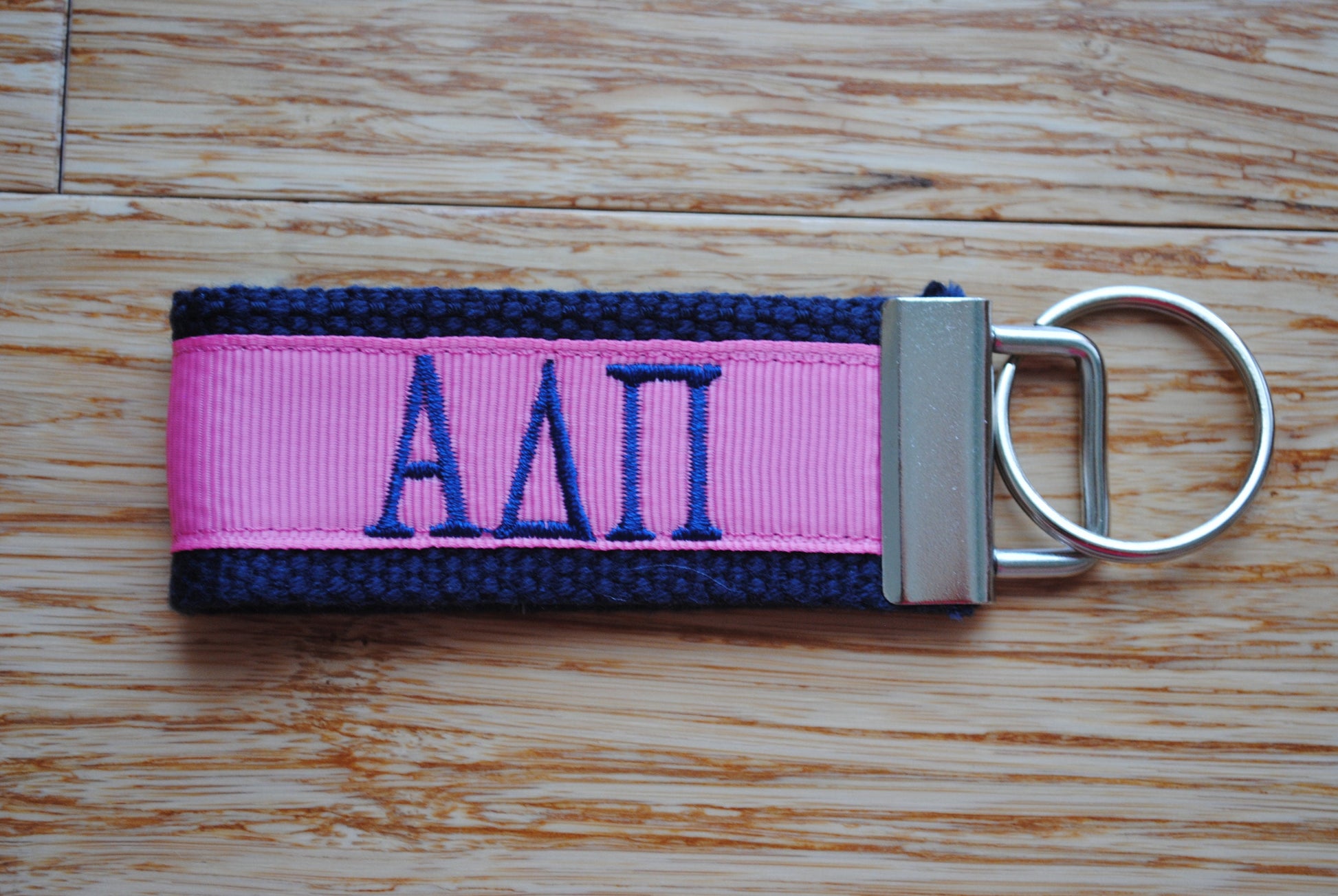 Alpha Delta Pi Sorority Keychain/SMALL/Solid Ribbon/Keyfob/Monogrammed/Choose Design/Sorority/Wristlet/Licensed product/Embroidery 3 1/2"