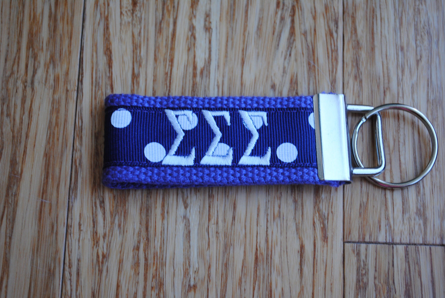 Sigma Sigma Sigma Sorority Keychain/SMALL/Solid Ribbon/Keyfob/Monogram/Choose Design/Sorority/Letter/Licensed product/Embroidery 3 1/2" long