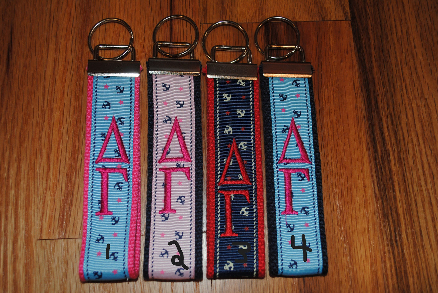 Delta Gamma Keychain - Monogrammed-Choose Design,Sorority, Letter, Personalized Key Fob Wristlet Licensed product.Key Fob, Embroidery