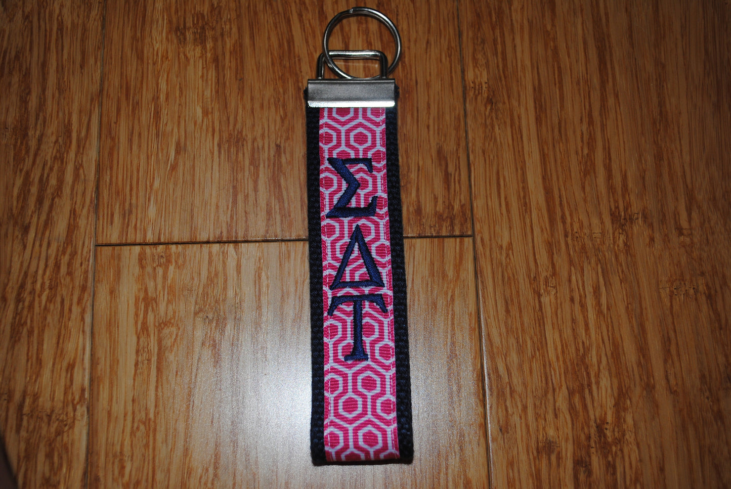 Sigma Delta Tau Keychain - Sorority Monogrammed/Embroidery Key Fob Keychain Wristlet(OFFICIAL LICENSED PRODUCT)