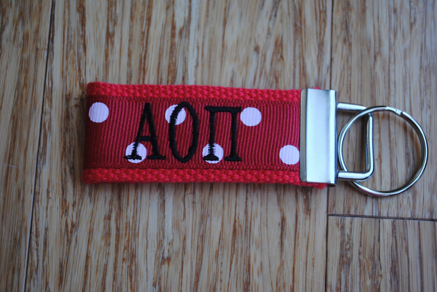 Alpha Omicron Pi Sorority Keychain/SMALL/Solid Ribbon/Keyfob/Monogram/Choose Design/Sorority/Letter/Licensed product/Embroidery 3 1/2" long