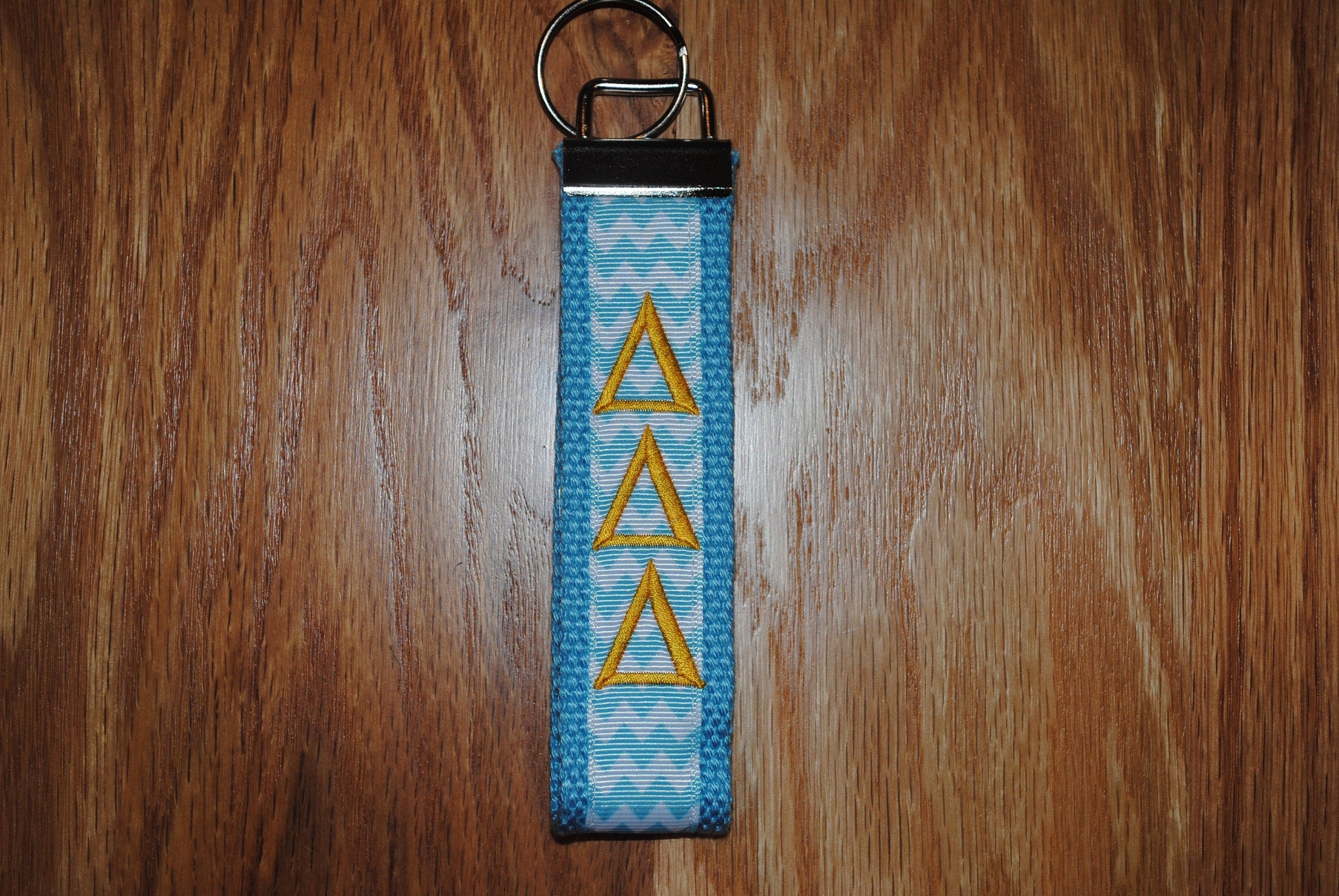 Delta Delta Delta Sorority Keychain Monogrammed-Choose Design,Sorority, Letter, Personalized Wristlet Licensed product.Key Fob, Embroidery