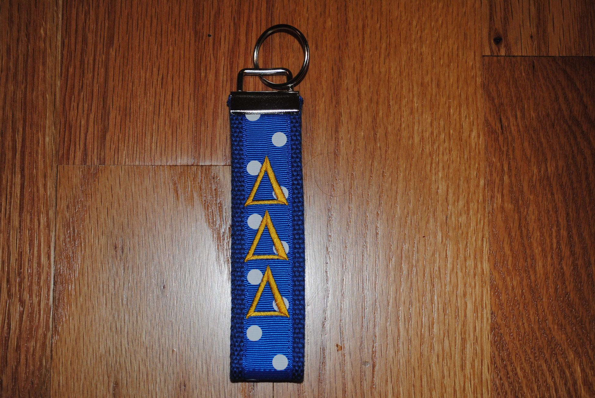 Delta Delta Delta Sorority Keychain Monogrammed-Choose Design,Sorority, Letter, Personalized Wristlet Licensed product.Key Fob, Embroidery