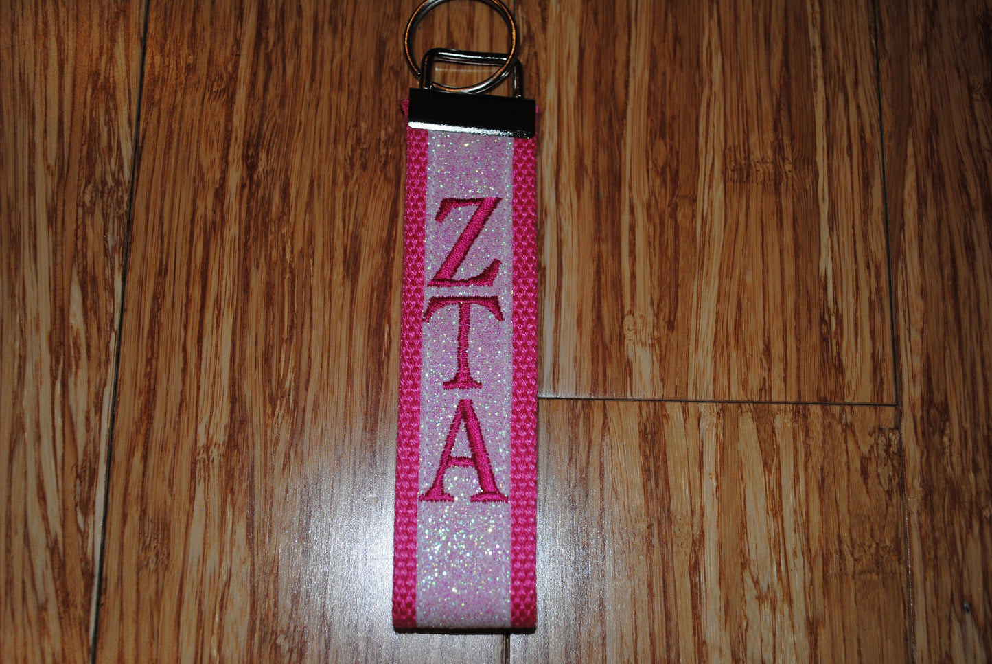 Zeta Tau Alpha Sorority Keychain -Choose Sorority,Design, Letter, or Personalized Wristlet Licensed product.Key Fob, Embroidery