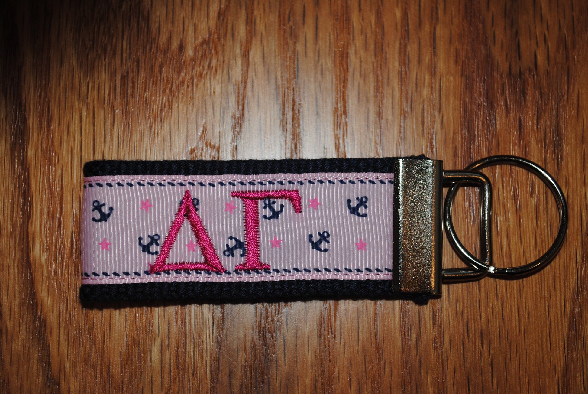 Delta Gamma Sorority Keychain/SMALL/Solid/Keyfob/Monogram/Choose Design/Sorority/Letter/Licensed product/Embroidery 3 1/2" long