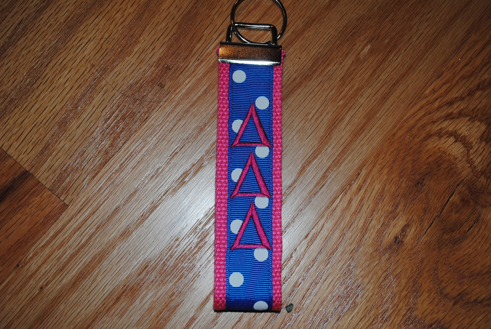 Delta Delta Delta Sorority Keychain Monogrammed-Choose Design,Sorority, Letter, Personalized Wristlet Licensed product.Key Fob, Embroidery