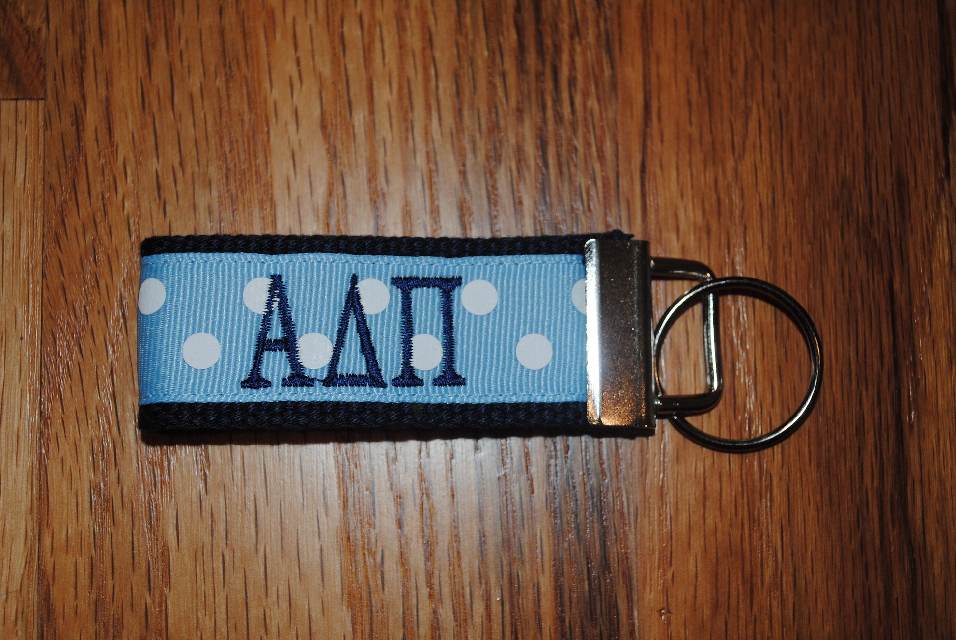 Alpha Delta Pi Sorority Keychain/SMALL/Solid Ribbon/Keyfob/Monogrammed/Choose Design/Sorority/Wristlet/Licensed product/Embroidery 3 1/2"