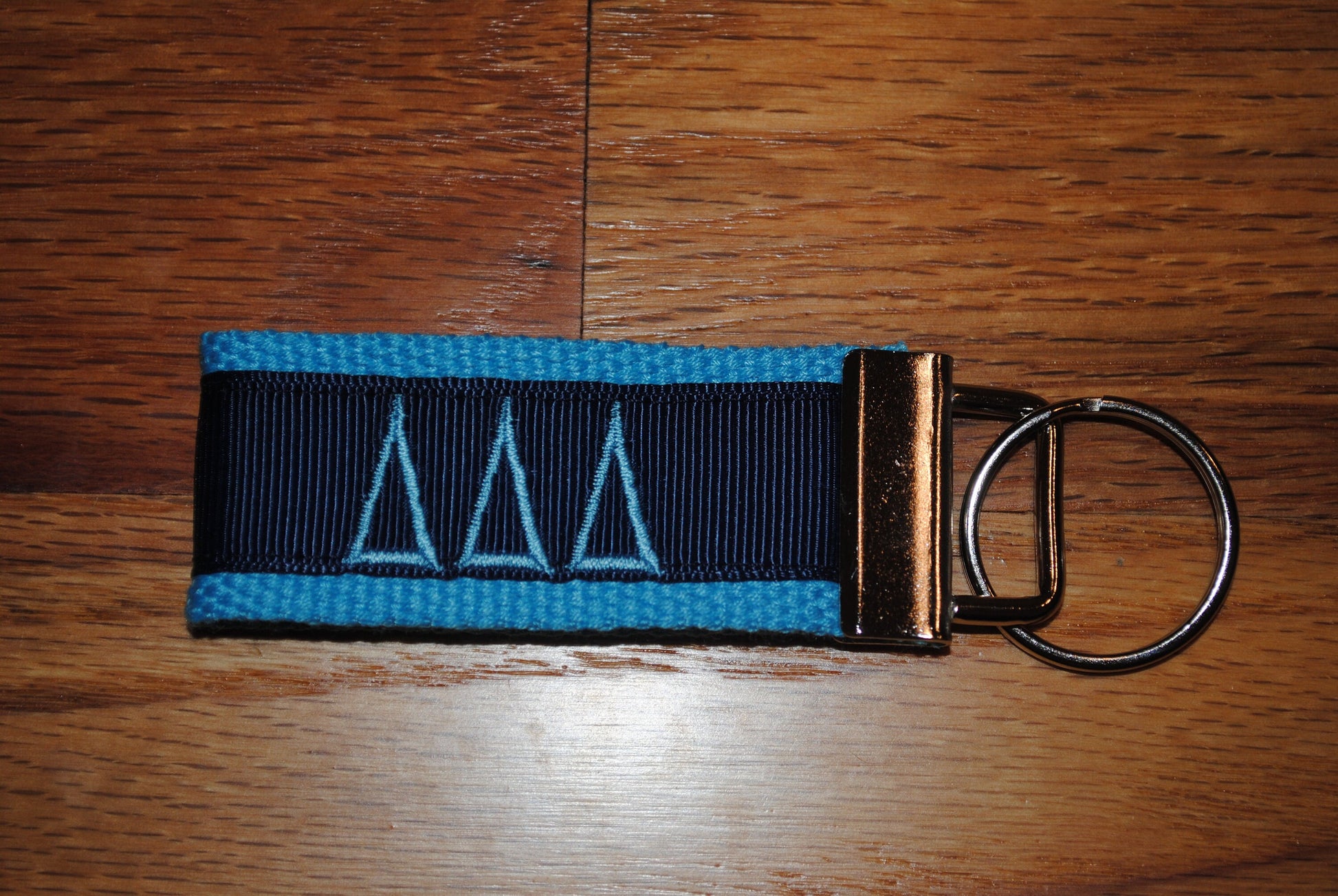 Delta Delta Delta Sorority Keychain/SMALL/Solid Ribbon/Keyfob/Monogram/Choose Design/Sorority/Letter/Licensed product/Embroidery 3 1/2" long