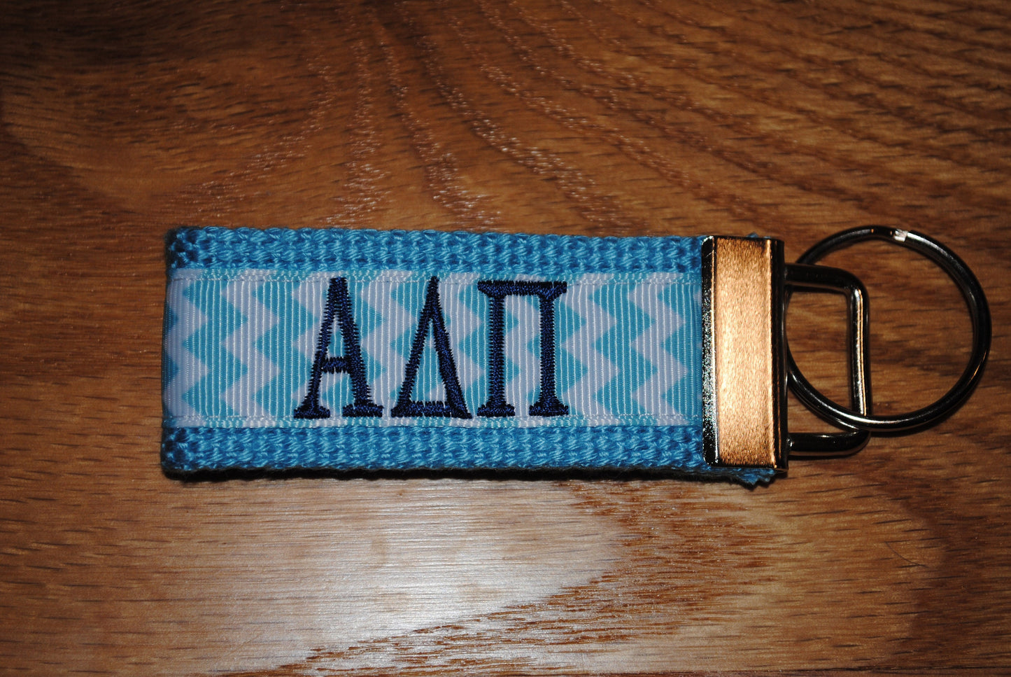 Alpha Delta Pi Sorority Keychain/SMALL/Solid Ribbon/Keyfob/Monogrammed/Choose Design/Sorority/Wristlet/Licensed product/Embroidery 3 1/2"