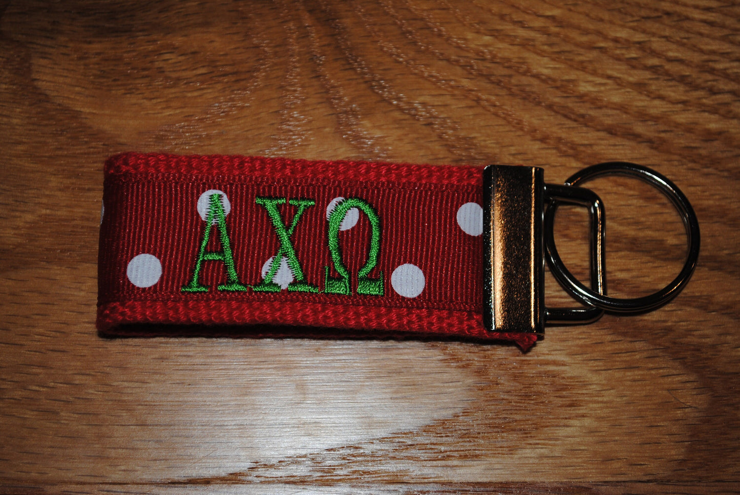 Alpha Chi Omega Sorority Keychain/SMALL/Solid Ribbon/Keyfob/Monogram/Choose Design/Sorority/Letter/Licensed product/Embroidery 3 1/2" long