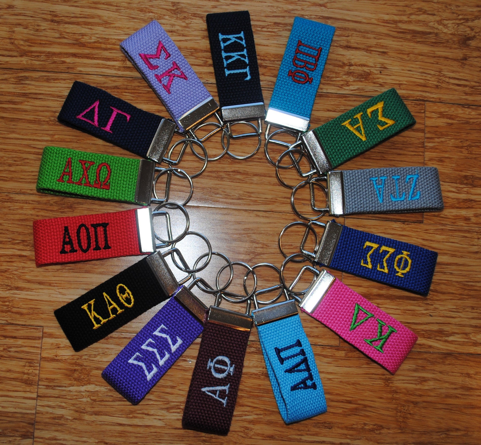 Sorority Keychain - Small Canvas, Official Licensed Product, Greek Life Personlized Embroidery Choose Keychain