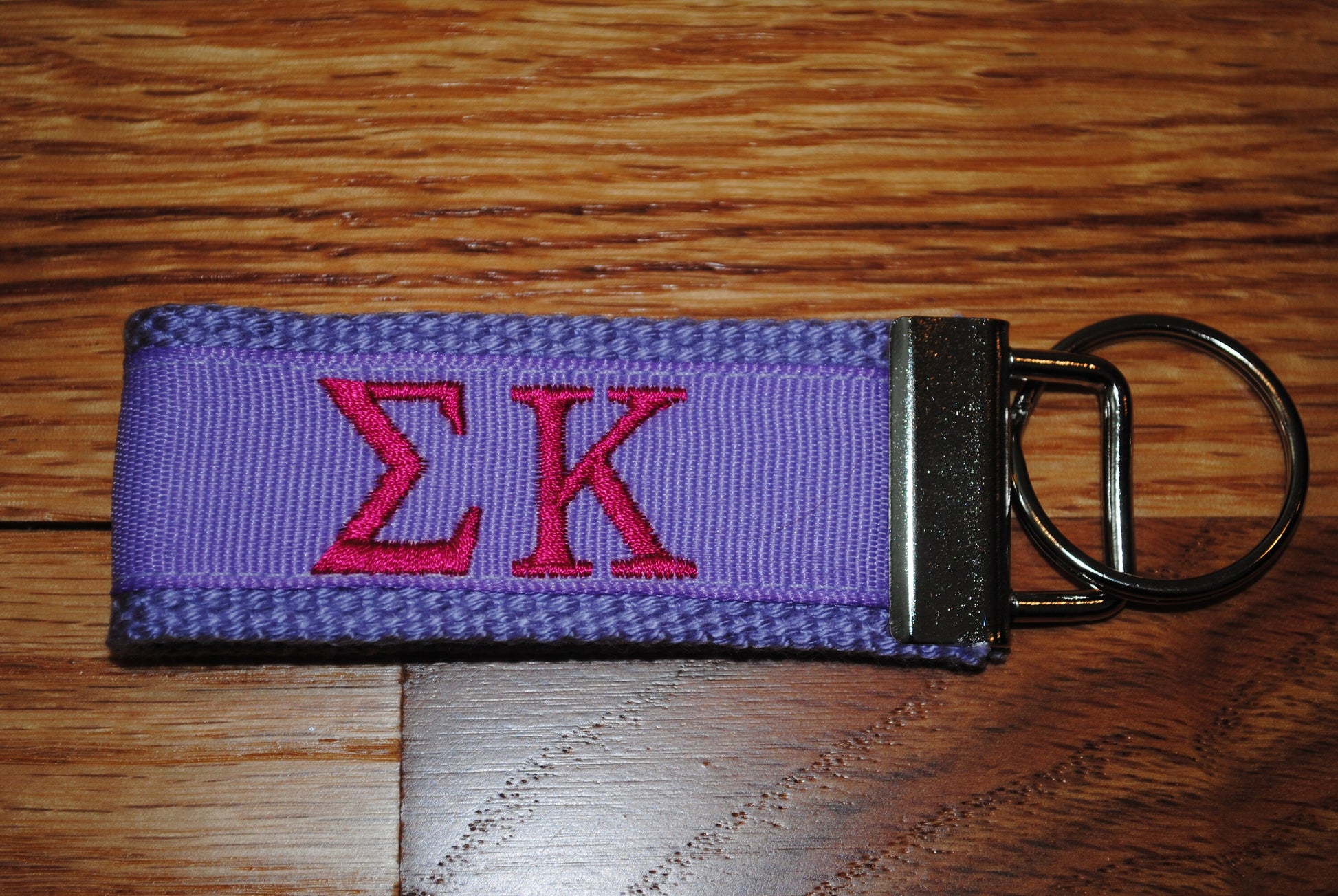 Sigma Kappa Sorority Keychain/SMALL/Solid Ribbon/Keyfob/Monogram/Choose Design/Sorority/Letter/Licensed product/Embroidery 3 1/2" long