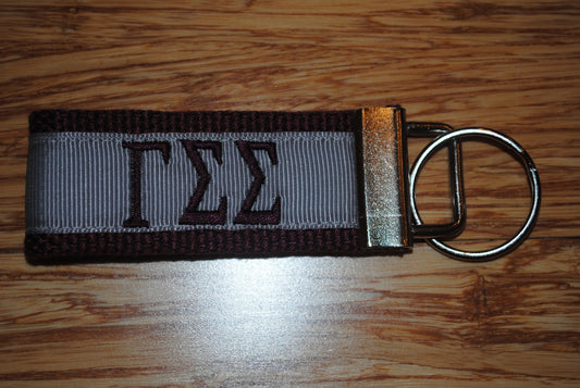 Gamma Sigma Sigma-Sorority Keychain/SMALL/Solid Ribbon/Keyfob/Monogram/Choose Design/Sorority/Letter/Licensed product/Embroidery 3 1/2" long