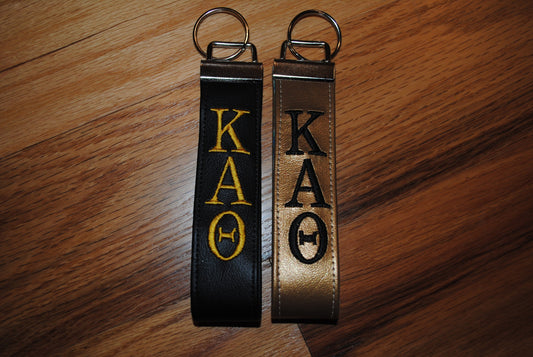 Kappa Alpha Theta Sorority Keychain, Faux Leather -Choose Color/Lining/ Wristlet,Licensed product, Embroidery, Keyfob, Vinyl