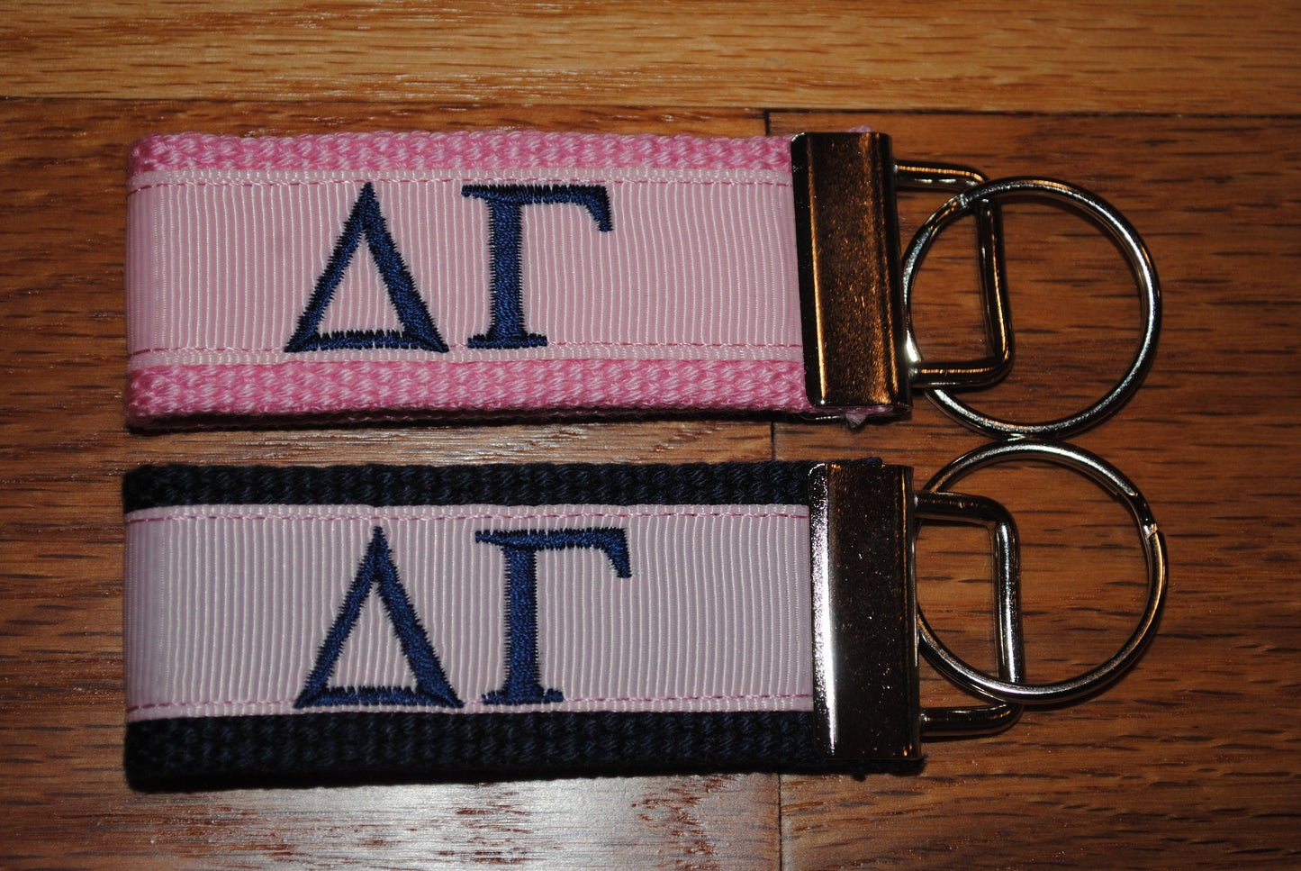 Delta Gamma Sorority Keychain/SMALL/Solid/Keyfob/Monogram/Choose Design/Sorority/Letter/Licensed product/Embroidery 3 1/2" long