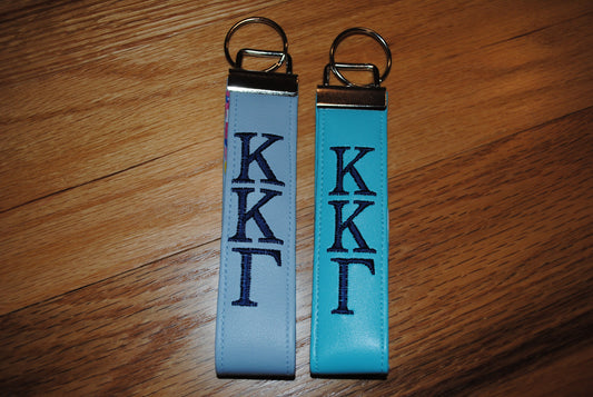 Kappa Kappa Gamma, Sorority Keychain, Faux Leather -Choose Color/Lining/ Wristlet,Licensed product, Embroidery, Keyfob, Vinyl